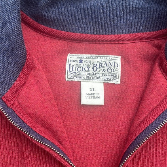 Lucky Brand Mens Long Sleeve French Rib Half Zip Mock Neck Pullover Sweatshirt - Picture 4 of 9